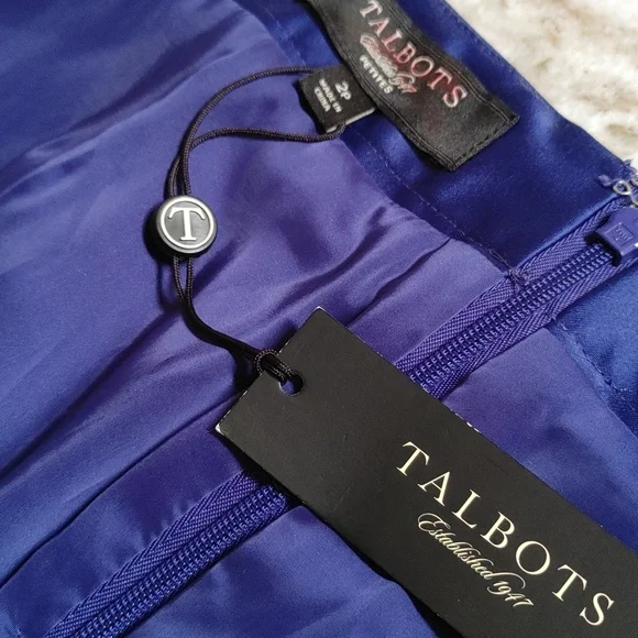 Talbots Petites Special Occasion Violet Satin Maxi Pencil Skirt w Pockets - Picture 15 of 17